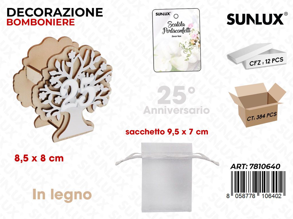 Sunlux Scat. Portaconfetti 25ANNIV. 8.5*8CM