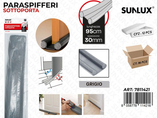 Sunlux Paraspifferi Sottoporta Grigio 30Mm*95Cm