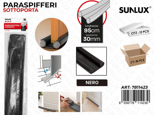 Sunlux Paraspifferi Sottoporta Nero 30Mm*95Cm