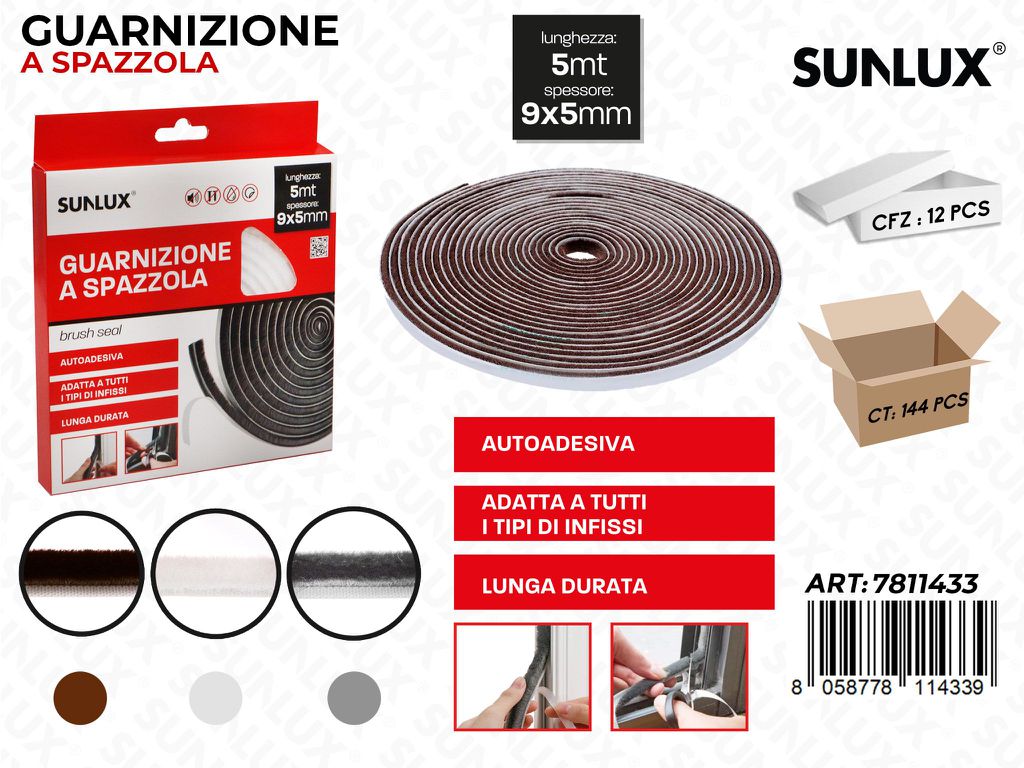 Sunlux Guarnizione a Spazzola Ass. 9*5MM*5MT