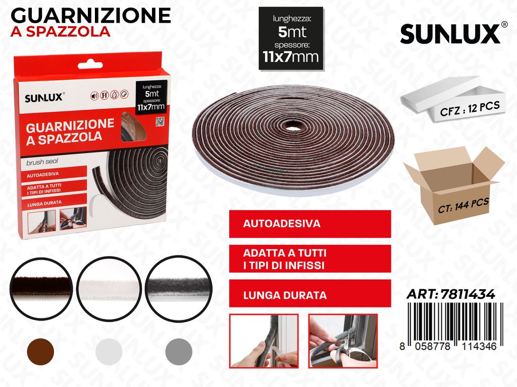 Sunlux Guarnizione a Spazzola Ass. 11*7MM*5MT