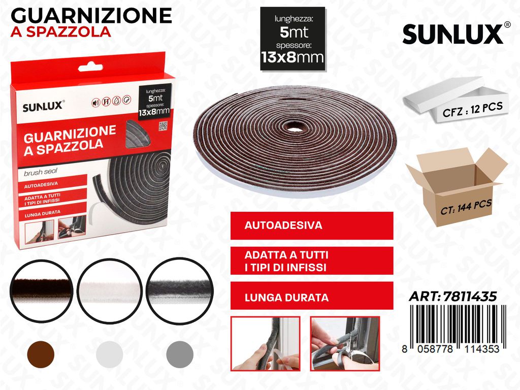 Sunlux Guarnizione a Spazzola Ass. 13*8MM*5MT