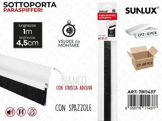 SOTTOPORTA PARASPIFFERI BIANCO 1M*4.5CM CON SPAZZOLE