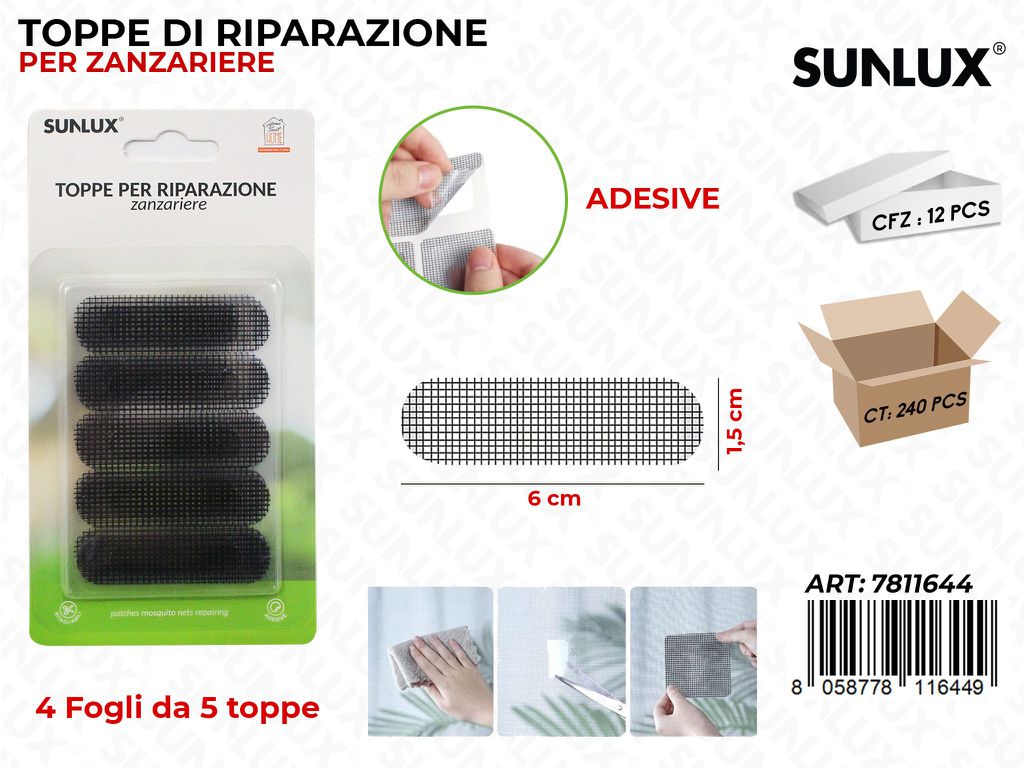 Toppe Ripar. Adv Zanzariere Nero 4FF 20PCS 6*1.5CM