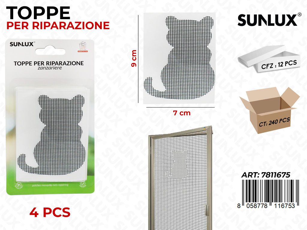 Sunlux Toppa Ripar. Zanzariere Nero 4PCS 9*7CM