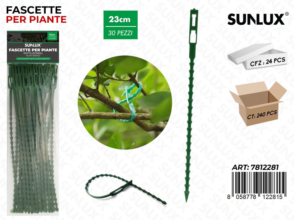 Sunlux Fascette per Piante 30PCS 23CM