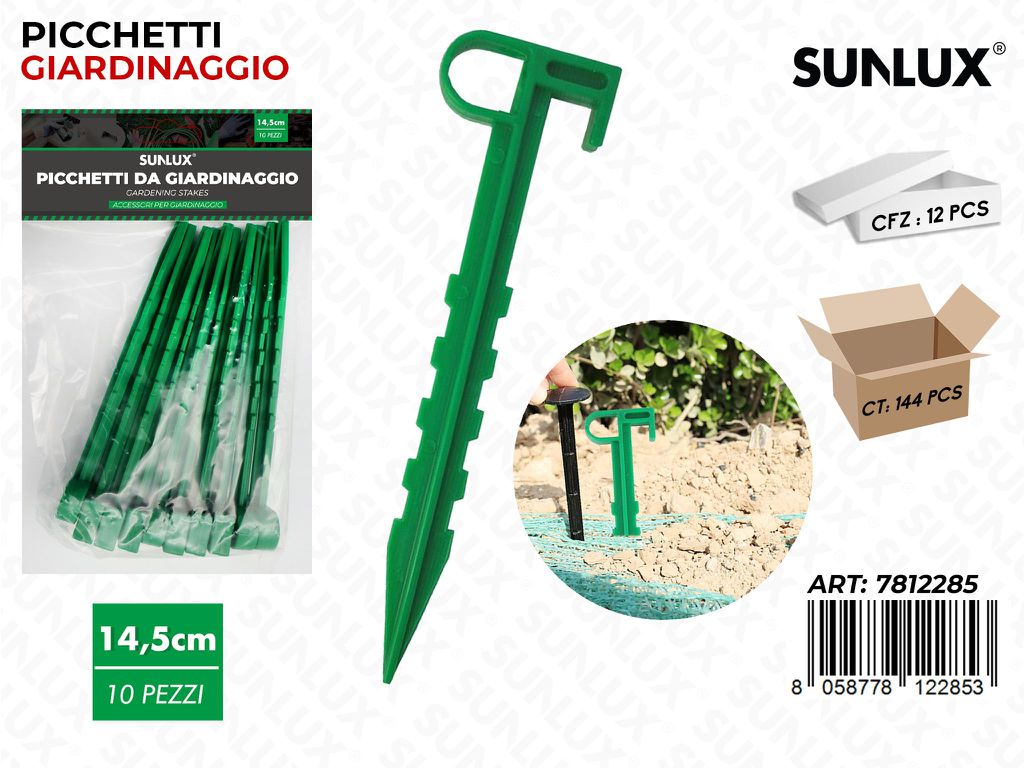 Sunlux Picchetti da Giardinaggio 10PCS 14.5CM
