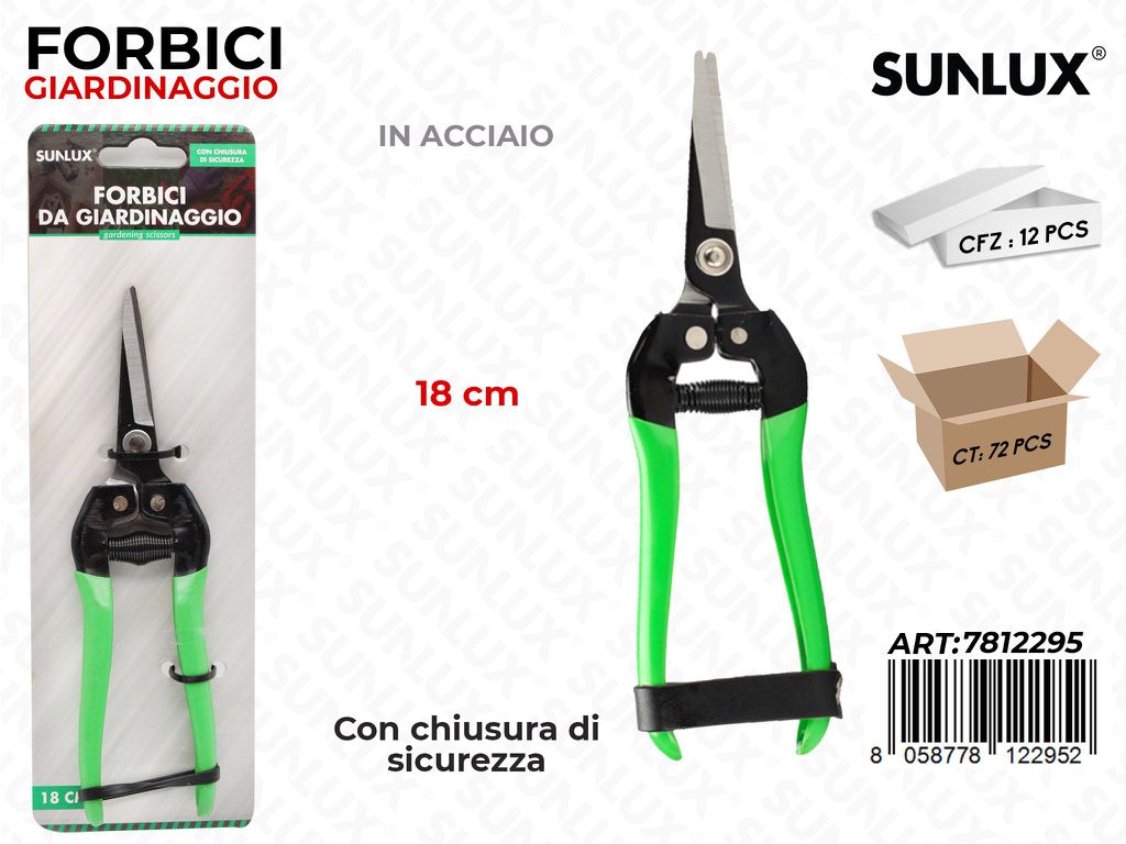 Sunlux Forbici Giardinaggio Acciaio 18CM
