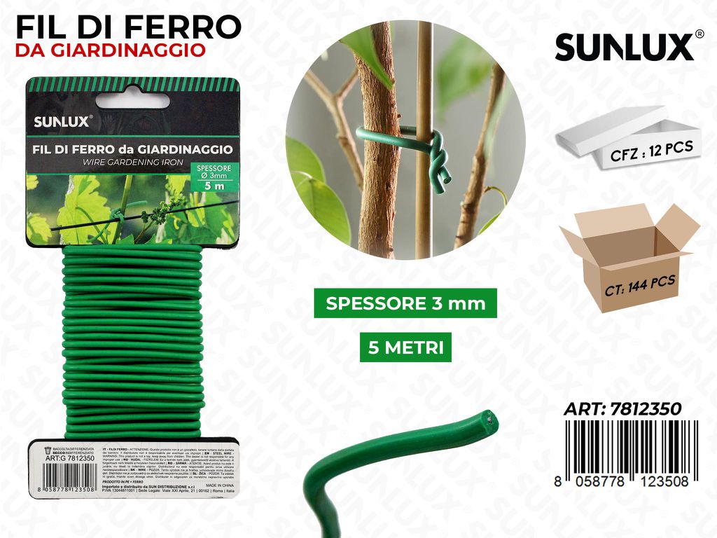 Sunlux Fil di Ferro Giardin. Ve 3MM*5MT