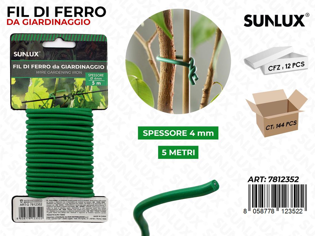 Sunlux Fil di Ferro Giardin. Ve 4MM*5MT
