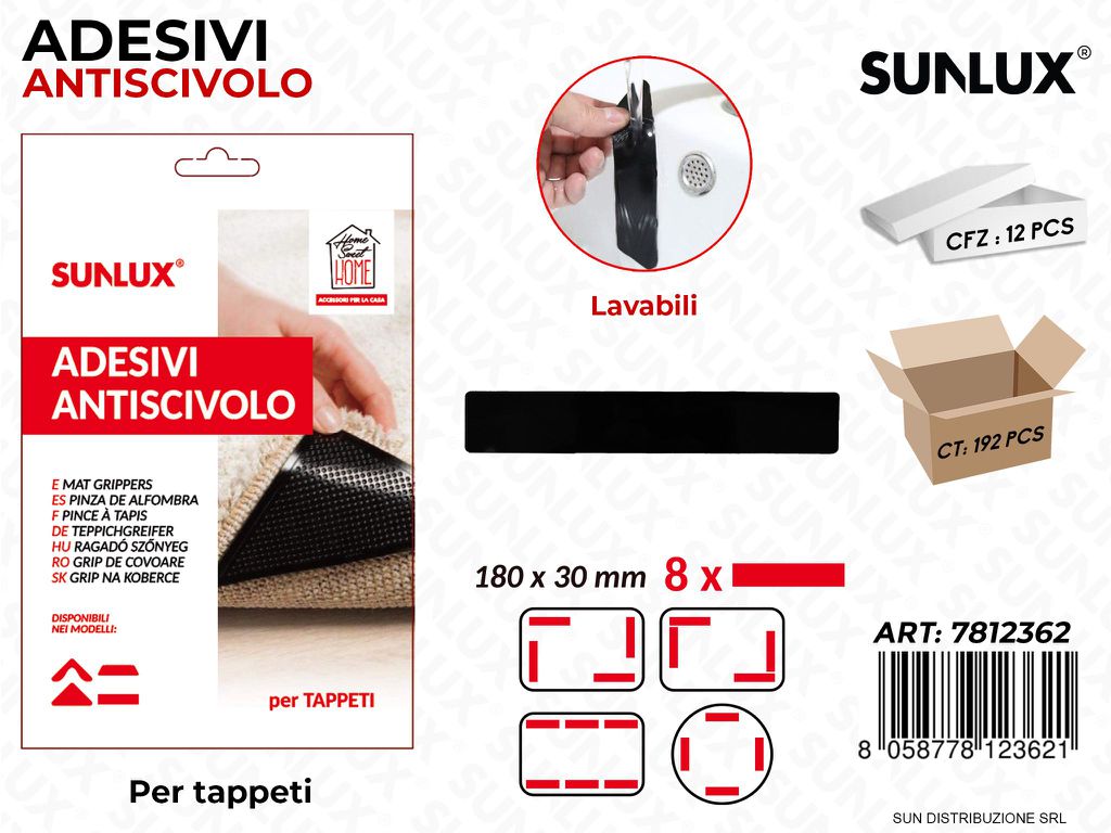 Adv Antiscivolo per Tappeti 8PCS 180*30MM