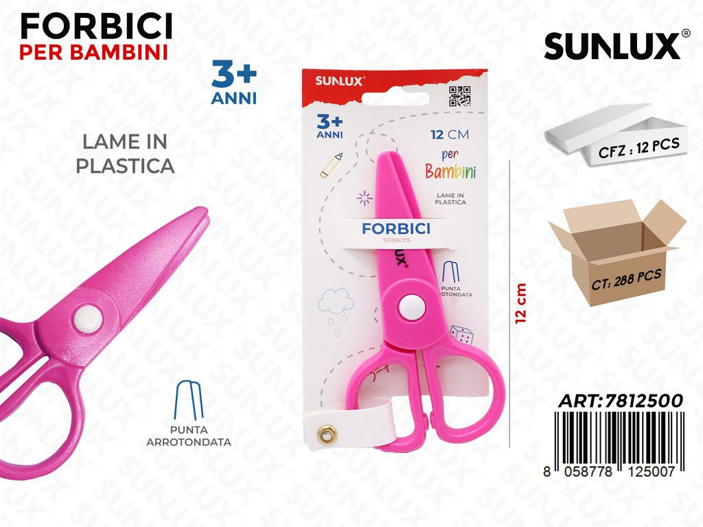 Sunlux Forbici per Bambini Rosa 12CM