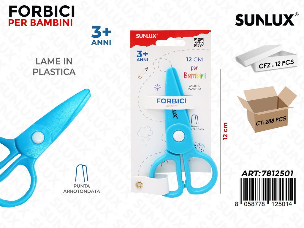 Sunlux Forbici per Bambini Azzurro 12CM