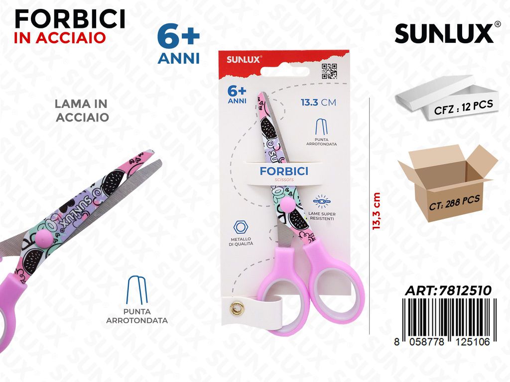 Sunlux Forbici Acc. Punta Arr. Rosa 13.5CM