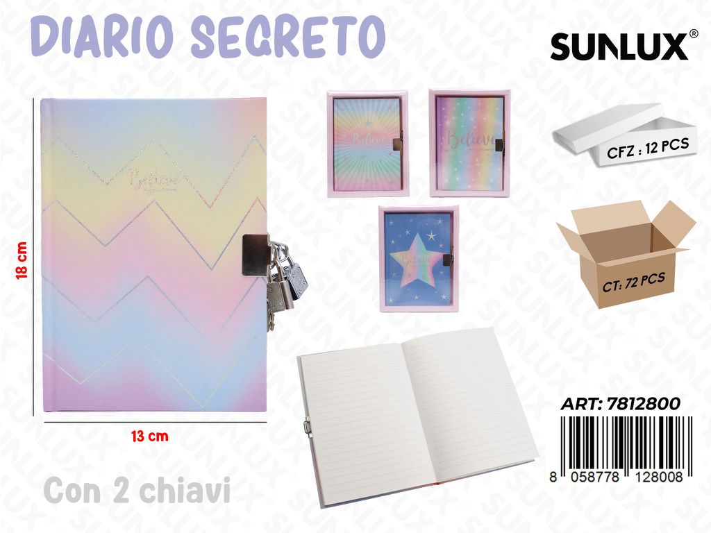 DIARIO SEGRETO C/2 CHIAVI ASS. 13*18CM