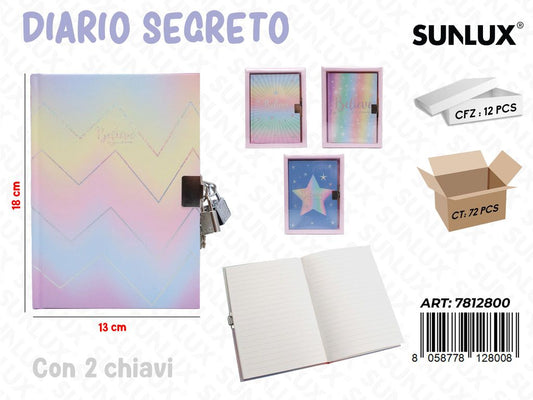 DIARIO SEGRETO C/2 CHIAVI ASS. 13*18CM