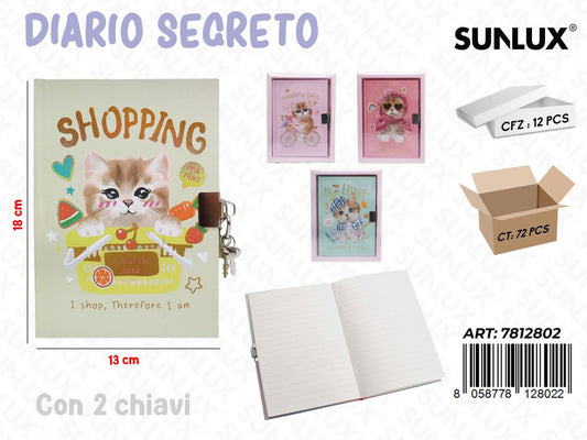 DIARIO SEGRETO C/2 CHIAVI ASS. 13*18CM