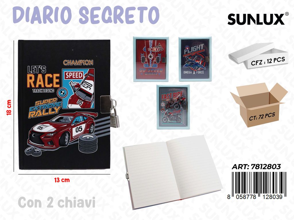 DIARIO SEGRETO C/2 CHIAVI ASS. 13*18CM