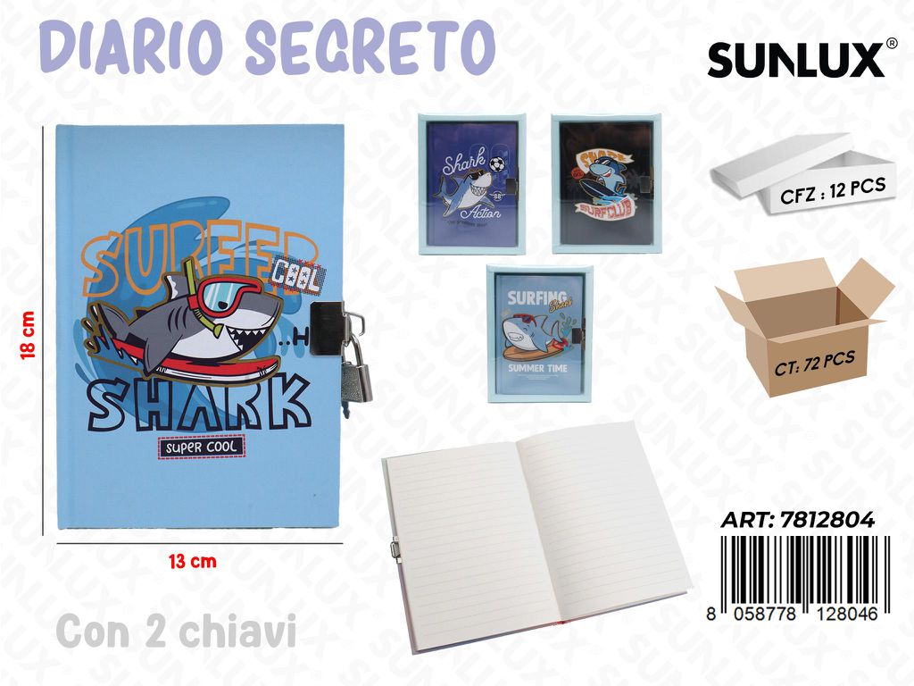 DIARIO SEGRETO C/2 CHIAVI ASS. 13*18CM