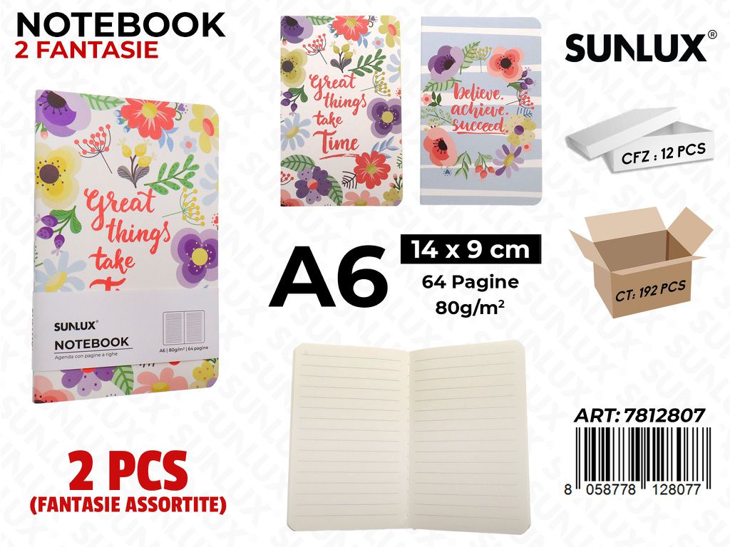 NOTEBOOK ASS. A6 14*9CM 64PAG. 80GR