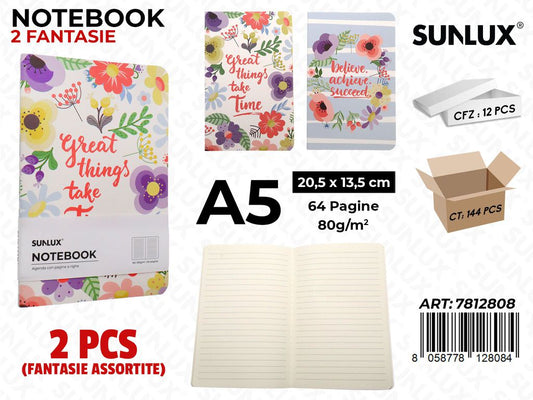 NOTEBOOK ASS. A5 20.5*13.5CM 64PAG. 80GR