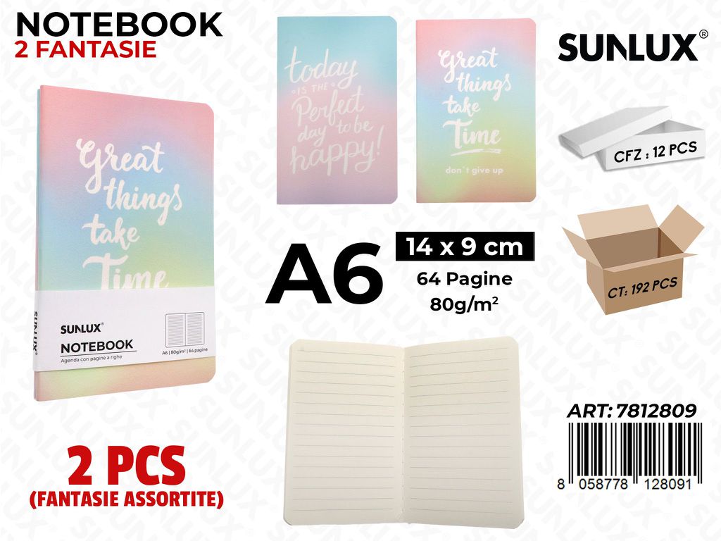 NOTEBOOK ASS. A6 14*9CM 64PAG. 80GR