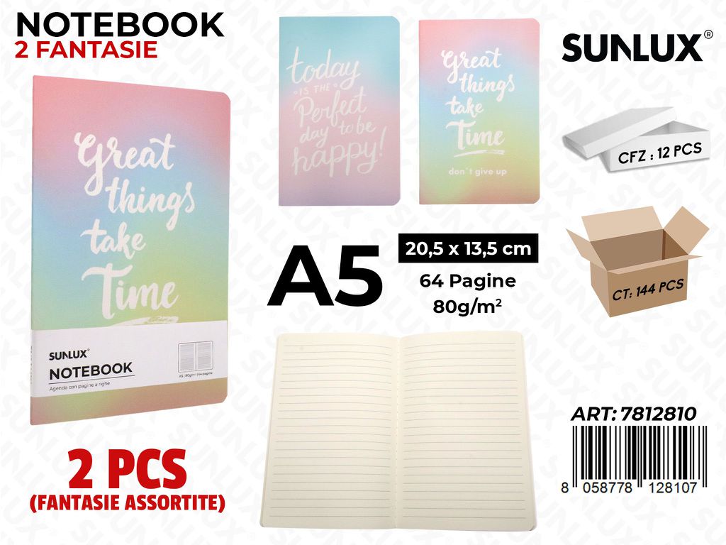 NOTEBOOK ASS. A5 20.5*13.5CM 64PAG. 80GR