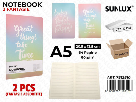 NOTEBOOK ASS. A5 20.5*13.5CM 64PAG. 80GR