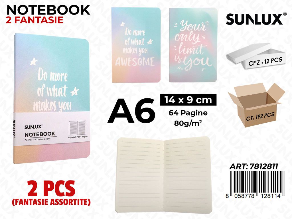 NOTEBOOK ASS. A6 14*9CM 64PAG. 80GR