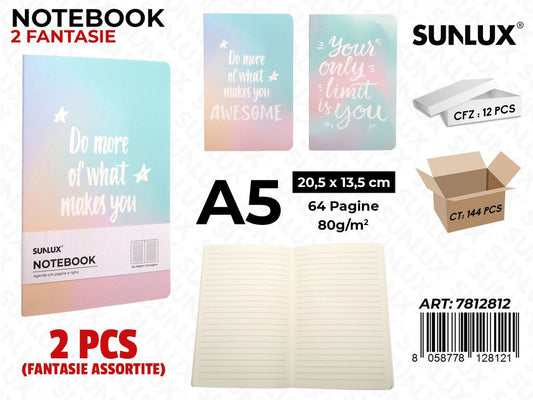 NOTEBOOK ASS. A5 20.5*13.5CM 64PAG. 80GR