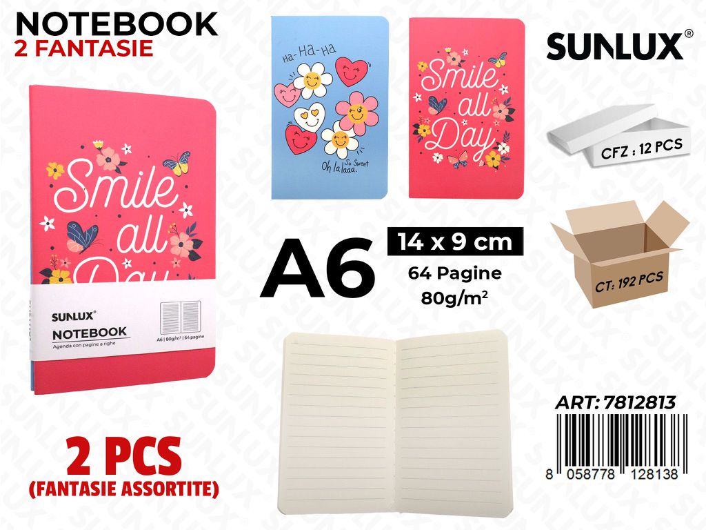 NOTEBOOK ASS. A6 14*9CM 64PAG. 80GR