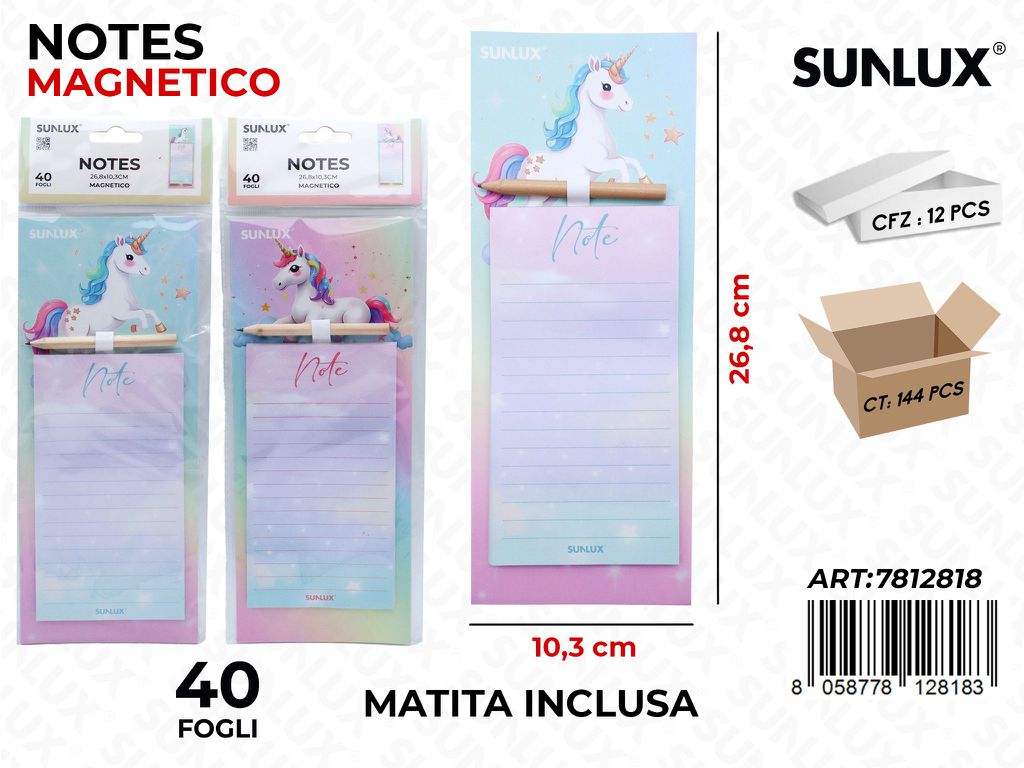 NOTES MAGNETICO ASS.C/MATITA 40FF 10.3*26.8CM