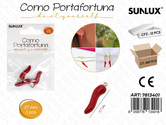 Sunlux Corno Portafortuna 3PCS 2.7CM/ Pz da 12