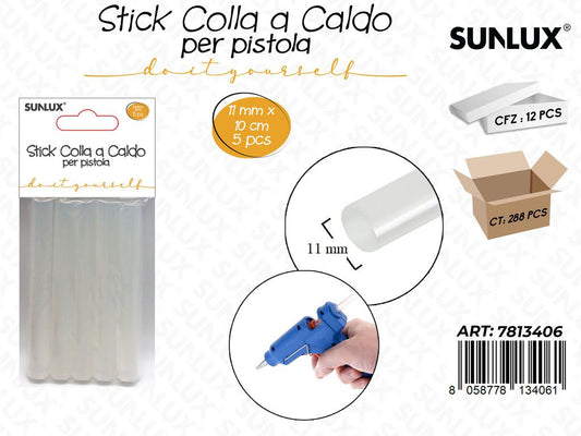 Sunlux Stick Colla a Caldo 5PCS 10CM*11MM