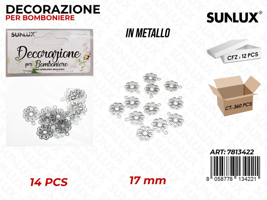Sunlux Dec. Bomb. Metallo Fiore 14PCS 17MM