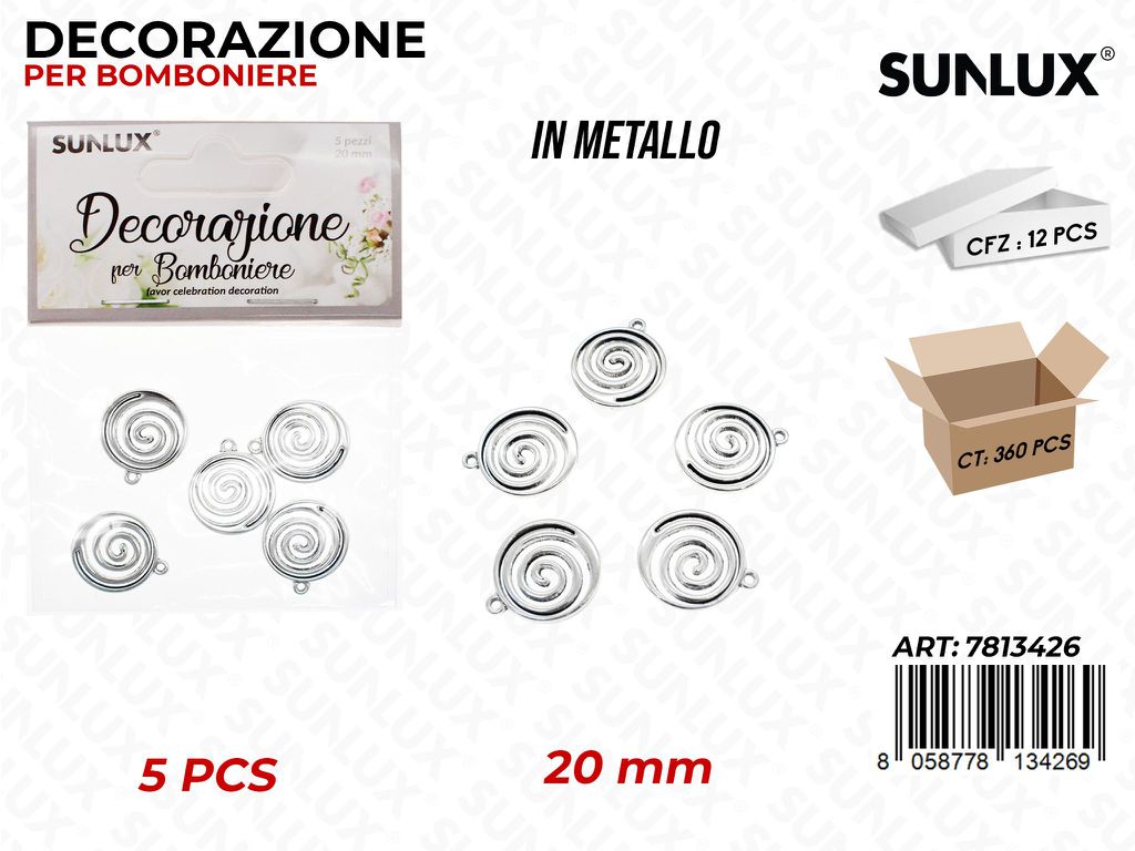 Sunlux Dec. Bomb. Metallo Spirale 5PCS 20MM