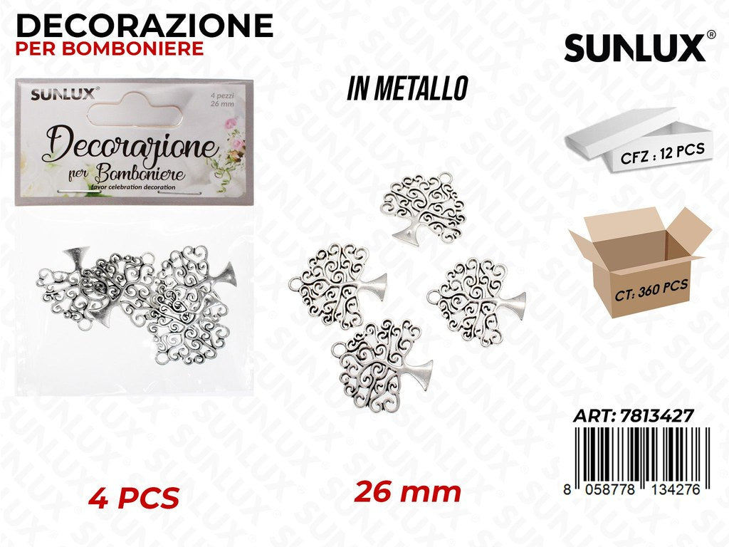 Sunlux Dec. Bomb. Metallo Albero 4PCS 26MM