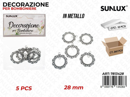 Sunlux Dec. Bomb. Metallo Anelli 5PCS 28MM