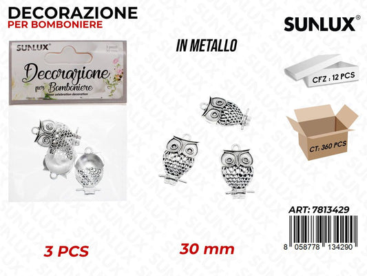 Sunlux Dec. Bomb. Metallo Gufo 3PCS 30MM