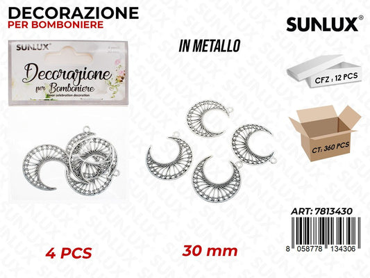 Sunlux Dec. Bomb. Metallo Luna 4PCS 30MM