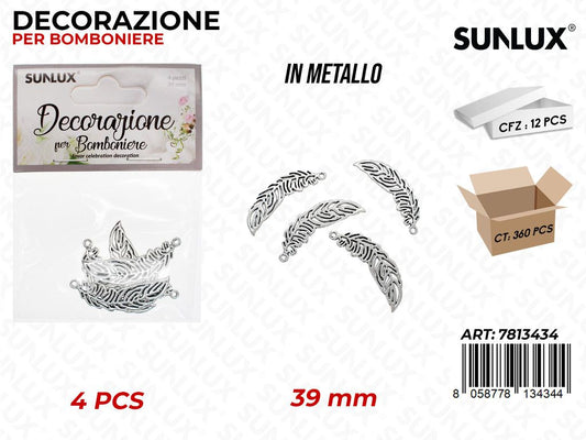 Sunlux Dec. Bomb. Metallo Piuma 4PCS 39MM