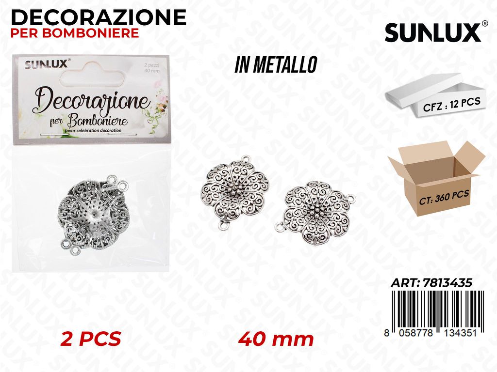 Sunlux Dec. Bomb. Metallo Fiore 2PCS 40MM
