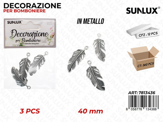 Sunlux Dec. Bomb. Metallo Piuma 3PCS 40MM