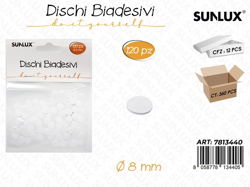 Sunlux Dischi Biadesivi 120PCS D.8MM