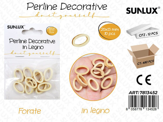 Sunlux Perline Dec. Legno 10PCS 20*13MM