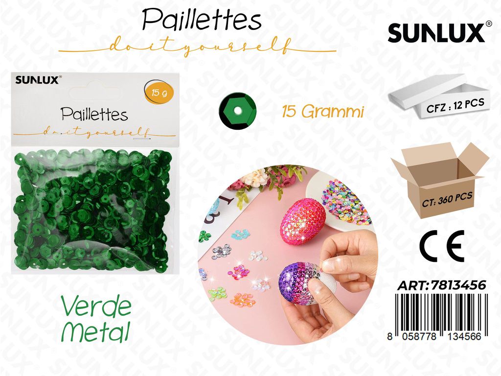 Sunlux Paillettes Verde Metal 15GR / Pz da 12