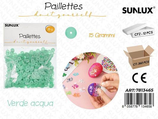 Sunlux Paillettes Verde Acqua 15GR / Pz da 12