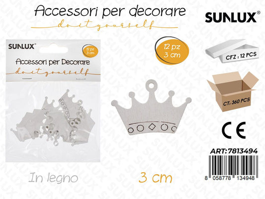 Sunlux Acc. per Dec. in Legno 12PCS 3CM