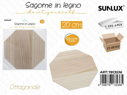 Sunlux Sagoma in Legno Ottagonale 20CM*5MM