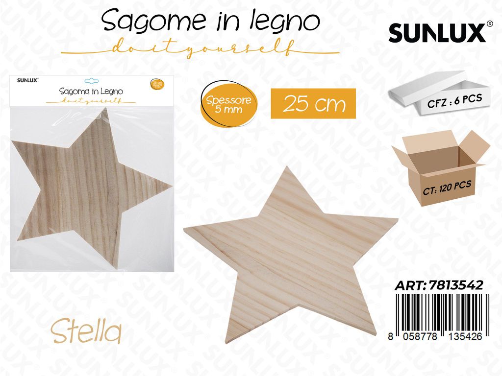 Sunlux Sagoma in Legno Stella 25CM*5MM